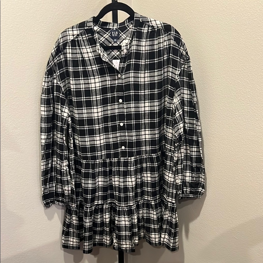 GAP Monochrome Checkered Shirt Dress